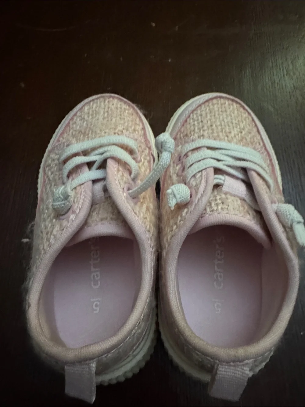 Carter's Pastel Pink Knit Lace-Up Toddler Sneakers size 5